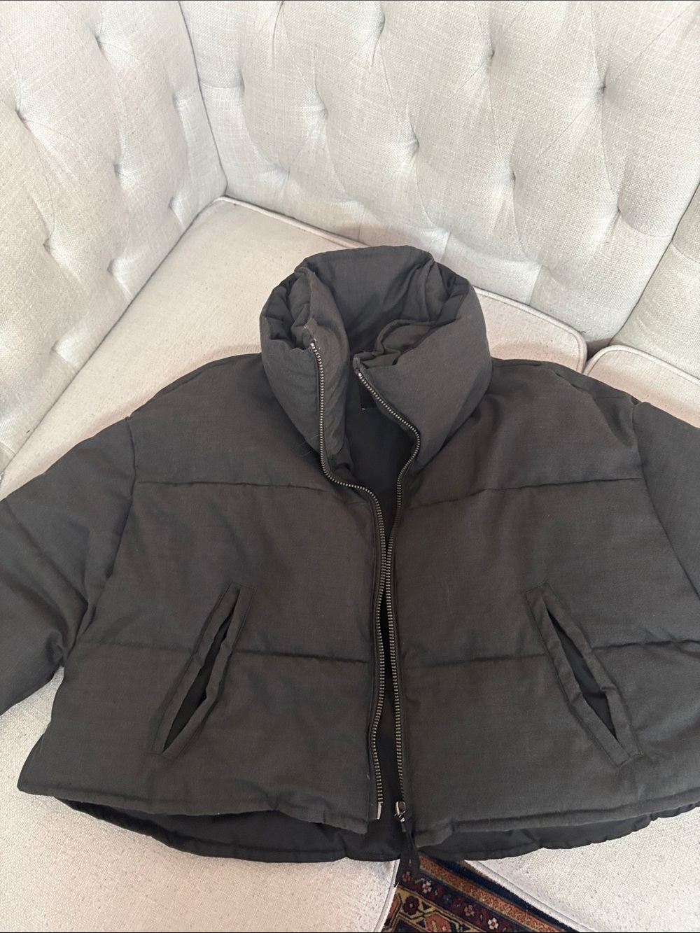 Zara Dark Gray Short Puffer Jacket